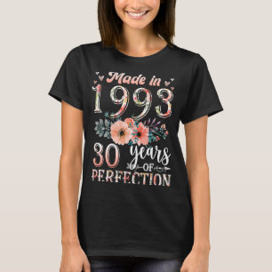 30-jarige vrouwen in 1993 Floral 30th Birthd T-shirt