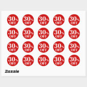 30% KORTING Rode Achtergrond Klassieke Ronde Stick Sticker (Vel)