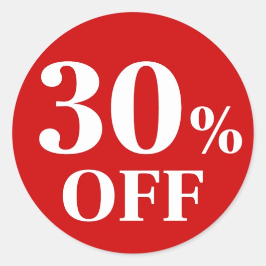 30% KORTING Rode Achtergrond Klassieke Ronde Stick Sticker (Voorkant)