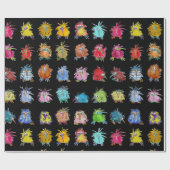 30 Kute Cartoon Kiwi Birds op Black Cadeaupapier (Vlak)