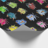 30 Kute Cartoon Kiwi Birds op Black Cadeaupapier (Hoek)