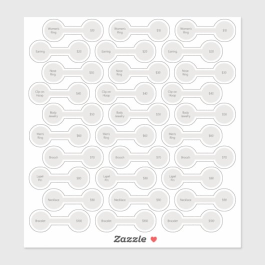 30 Label met ronde klokprijs Silver Custom-Cut (Vel)