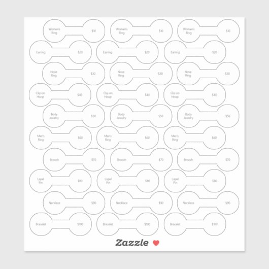 30 Labels met een aangepaste blokkeerprijs, tien p (Vel)