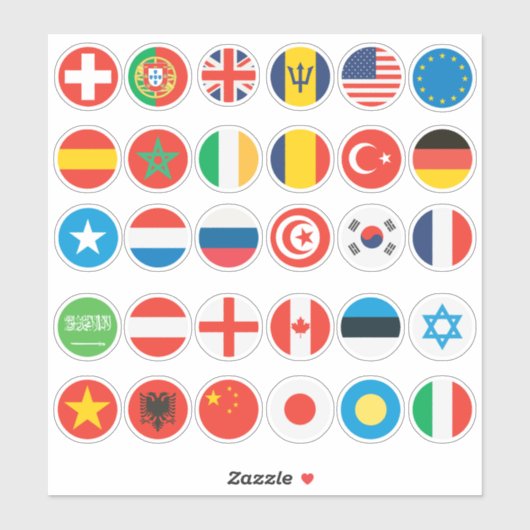 30 Landvlag Design of USA, Germany & more Sticker (Vel)