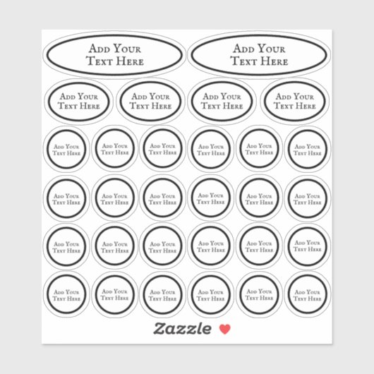 30 Lege tekst toevoegen Zwart-wit cirkel Sjabloon Sticker (Vel)