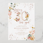 30-look Good Floral Roos Gold Folie Uitnodiging (Voorkant)