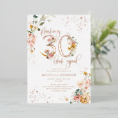 30-look Good Floral Roos Gold Folie Uitnodiging (Staand Voorkant)