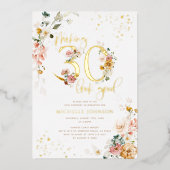 30-look Good Pink Floral Gold Folie Uitnodiging (Voorkant)