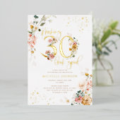 30-look Good Pink Floral Gold Folie Uitnodiging (Staand Voorkant)