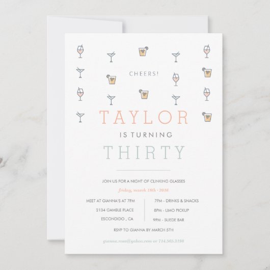 30 Martini Milestone verjaardagsuitnodiging Kaart (Voorkant)
