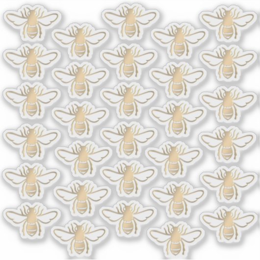 30 Metallic Gold Honeybees in reliëfstijl Sticker (Voorkant)