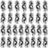 30 Modern Black Kokopelli Shapes Sticker (Voorkant)