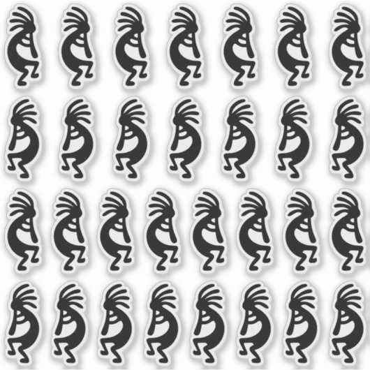 30 Modern Black Kokopelli Shapes Sticker (Voorkant)