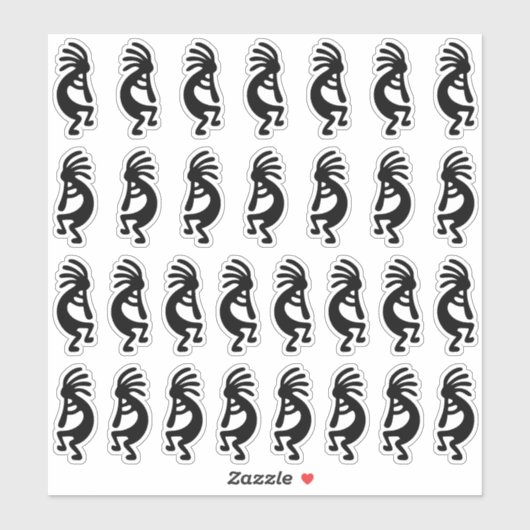 30 Modern Black Kokopelli Shapes Sticker (Vel)
