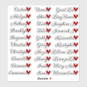 30 Namen Aangepaste Gastenlijst Kalligrafie Red He Sticker
