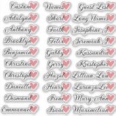 30 Namen Aangepaste Gastlijst Calligrafie Perzik H Sticker (Voorkant)