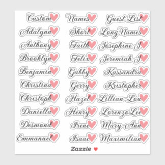 30 Namen Aangepaste Gastlijst Calligrafie Perzik H Sticker