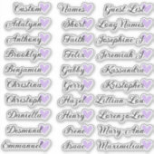 30 namen aangepaste gastlijst kalligrafie lila har sticker (Voorkant)