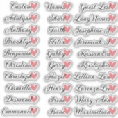 30 namen aangepaste gastlijst kalligrafie perzik h sticker (Voorkant)