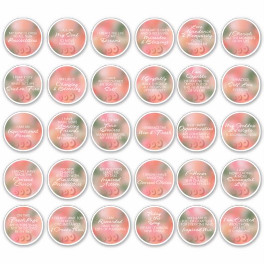 30 Nieuwe Moon Positive Affirmations Stickers (Voorkant)
