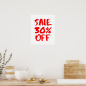 30% Off Sale teken, Rode Retail Store Signage, Gro Poster (Keuken)