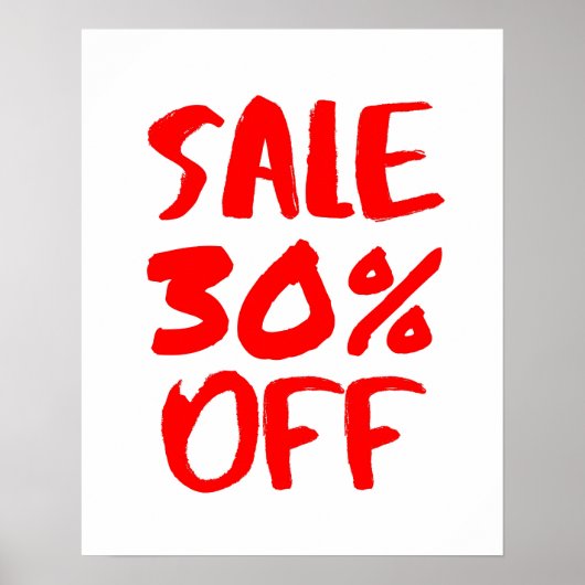 30% Off Sale teken, Rode Retail Store Signage, Gro Poster (Voorkant)
