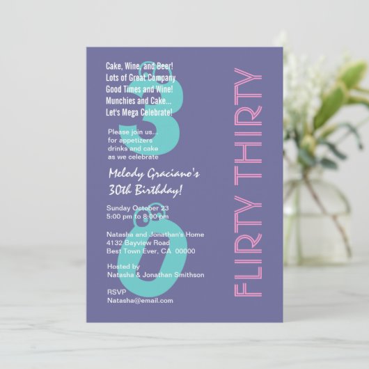 30 Paarse roze roze roze dag moderne Kaart (Staand voorkant)