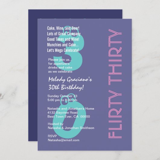 30 Paarse roze roze roze dag moderne Kaart (Voorkant / Achterkant)