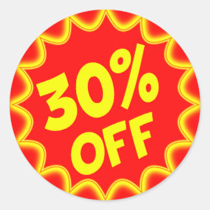 30 PROCENT VAN HET RETAILETIKET RONDE STICKER