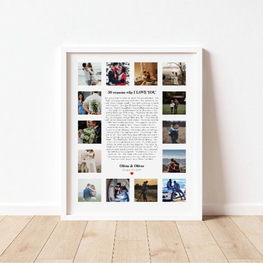 30 redenen waarom ik van je hou Cadeau voor vrouw, Poster