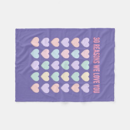 30 redenen waarom we van je houden - 30th fleece deken (Voorkant (Horizontaal))