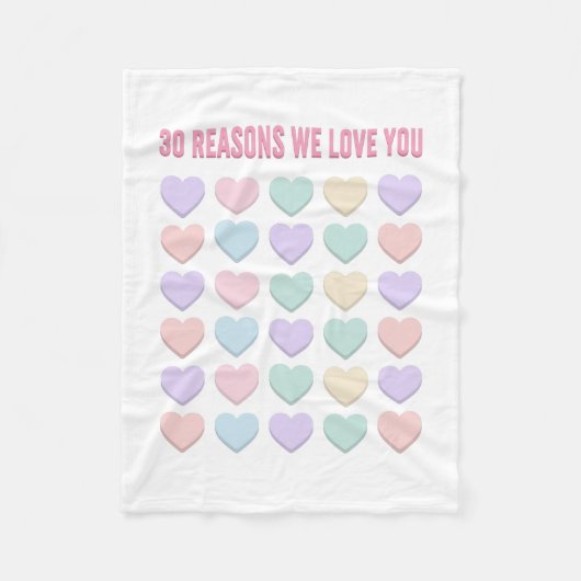 30 redenen waarom we van je houden - 30th fleece deken (Voorkant)