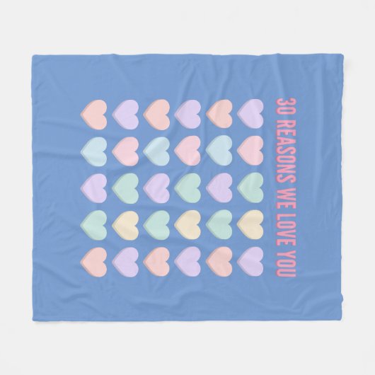 30 redenen waarom we van je houden - 30th fleece deken (Voorkant (Horizontaal))