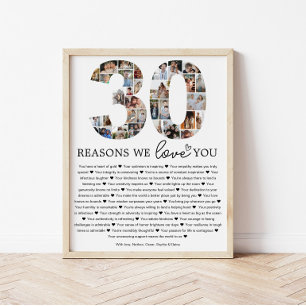 30 Redenen Waarom We Van Je Houden Foto Collage Ge Perfect Poster