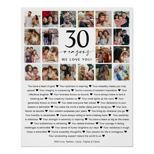 30 redenen waarom we van je houden Fotocollage Kee Perfect Poster (Voorkant)