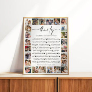 30 redenen waarom we van je houden Fotocollage Kee Perfect Poster
