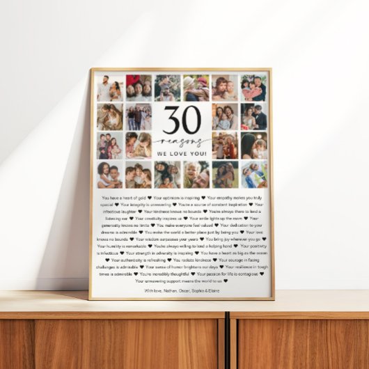 30 redenen waarom we van je houden Fotocollage Kee Perfect Poster