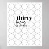 30 redenen waarom we van je houden Verjaardag Vul  Poster (Voorkant)