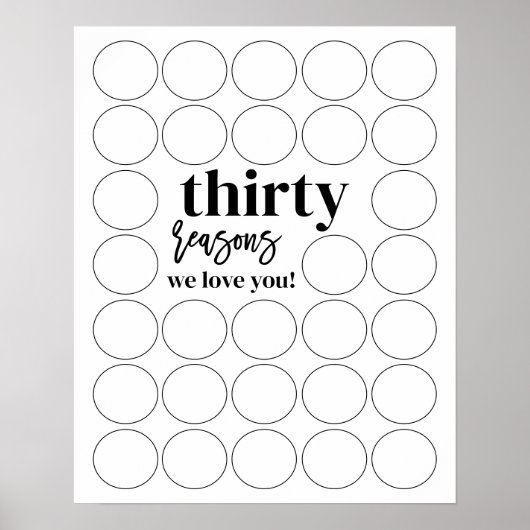 30 redenen waarom we van je houden Verjaardag Vul  Poster (Voorkant)