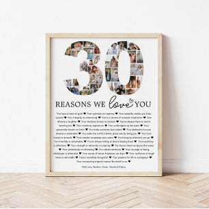 30 Redenen Waarom We Van Jou Houden Foto Collage G Poster