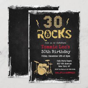 30 Rocks Rockstar Gitaar 30e Verjaardagsuitnodigin Kaart