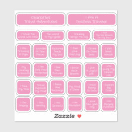 30 Roze & Wit Reisbevestiging Sjabloon Vierkant Sticker