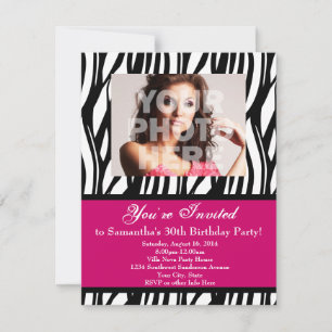 30 Roze Zebra Swirl Aangepaste Uitnodigingen