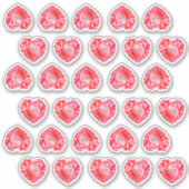 30 Ruby Heart Waterverf Monogram Rode bruiloft toe Sticker (Voorkant)
