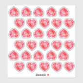 30 Ruby Heart Waterverf Monogram Rode bruiloft toe Sticker (Vel)