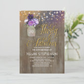 30 Rustieke Verjaardag - Paarse Bloemen Mason Jar  Kaart (Staand voorkant)