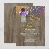 30 Rustieke Verjaardag - Paarse Bloemen Mason Jar  Kaart (Voorkant / Achterkant)