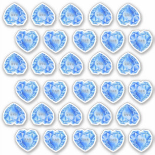 30 Sapphire Heart Waterverf Monogram bruiloft toev Sticker
