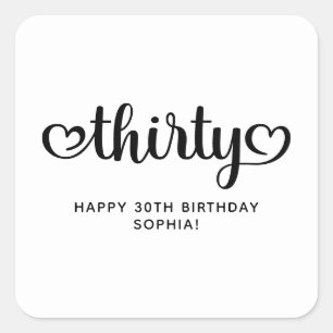 30 Schattige Hearts-script voor 30e verjaardag Vierkante Sticker