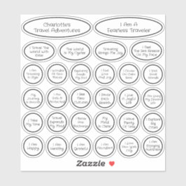 30 Schattigee Black & White Reisbevestiging Sjablo Sticker